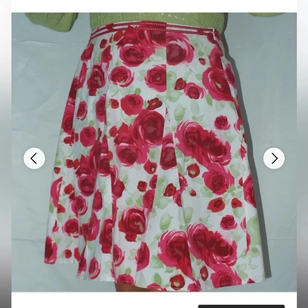 Apt.9,‎ size 12, skaters style,Lg rose, print on white background, midi skirt